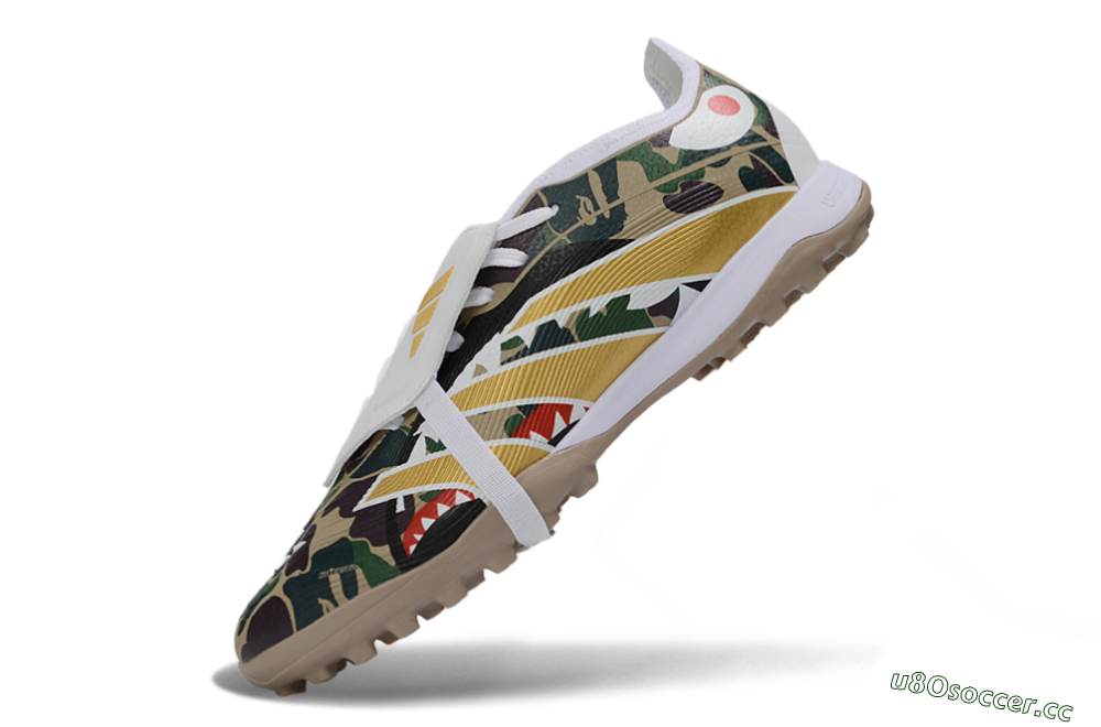 Men's Adidas Predator 25 Elite Fold-Over Tongue TF Artificial Turf Low-Tops Football Shoes - Yellow/Camo Green/Frost White 5