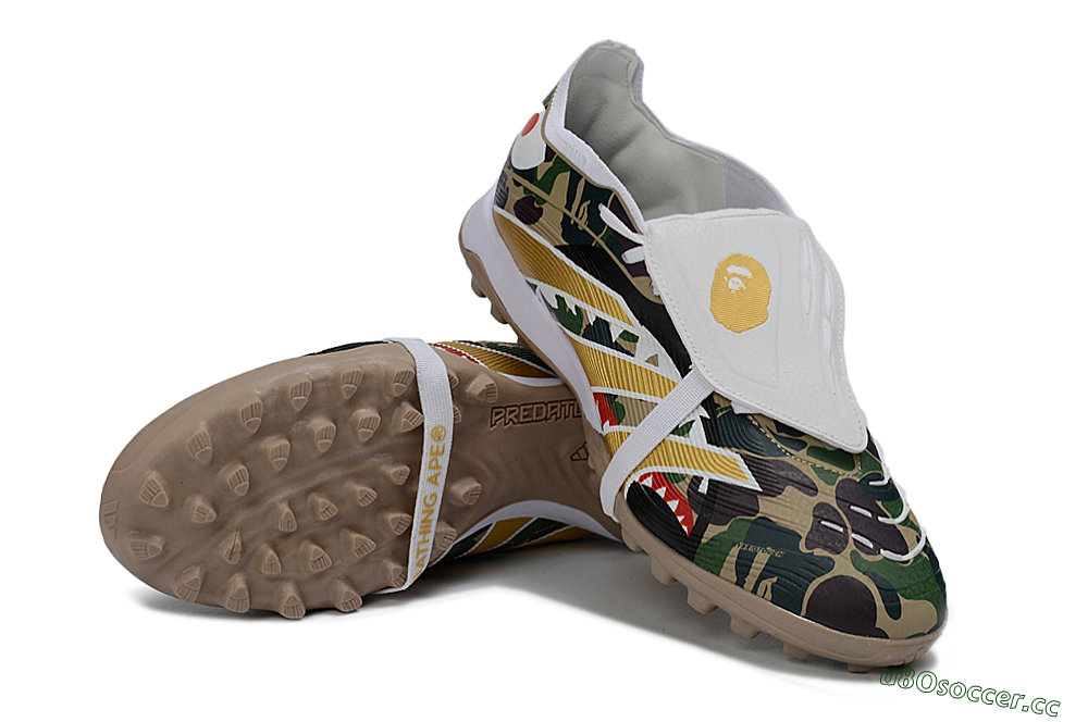 Men's Adidas Predator 25 Elite Fold-Over Tongue TF Artificial Turf Low-Tops Football Shoes - Yellow/Camo Green/Frost White 3