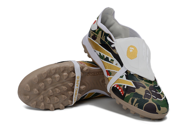 Men's Adidas Predator 25 Elite Fold-Over Tongue TF Artificial Turf Low-Tops Football Shoes - Yellow/Camo Green/Frost White