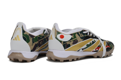 Men's Adidas Predator 25 Elite Fold-Over Tongue TF Artificial Turf Low-Tops Football Shoes - Yellow/Camo Green/Frost White