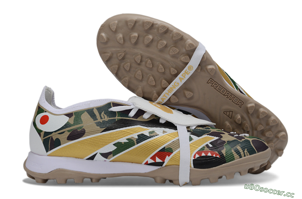 Men's Adidas Predator 25 Elite Fold-Over Tongue TF Artificial Turf Low-Tops Football Shoes - Yellow/Camo Green/Frost White 2