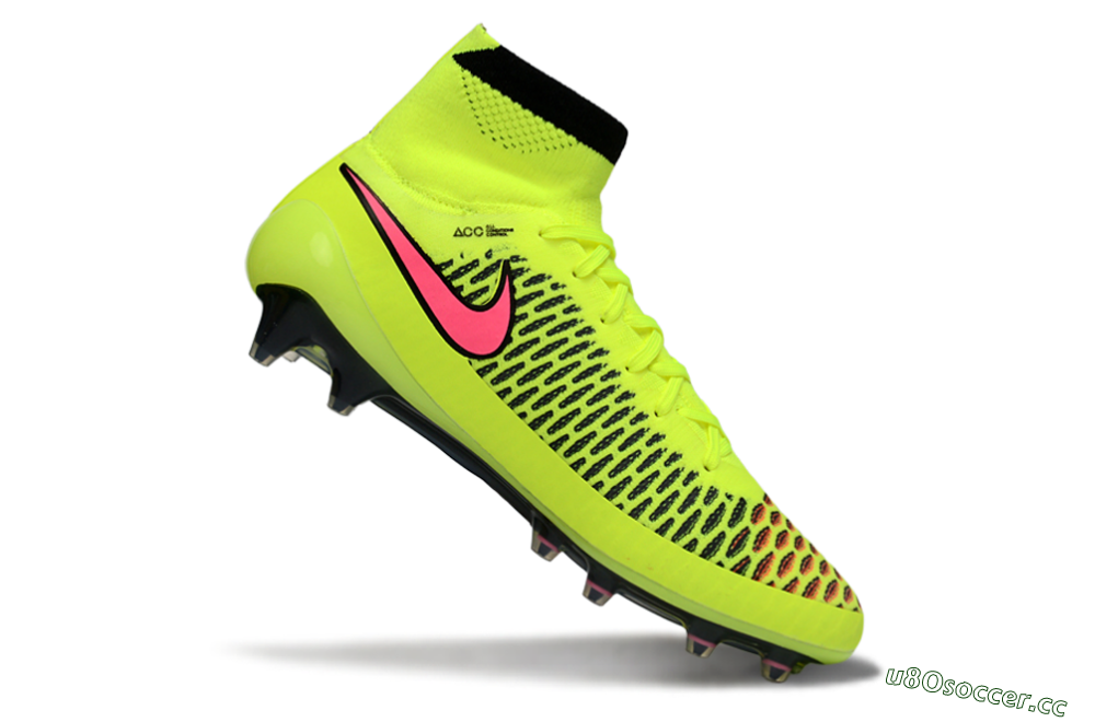 Men's Nike Magista Obra FG Firm Ground High-Tops Football Boots - Yellow/Fluorescent Yellow/Neon Pink 4