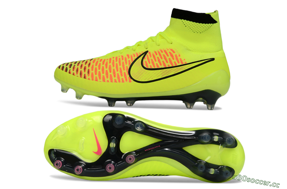 Men's Nike Magista Obra FG Firm Ground High-Tops Football Boots - Yellow/Fluorescent Yellow/Neon Pink 1