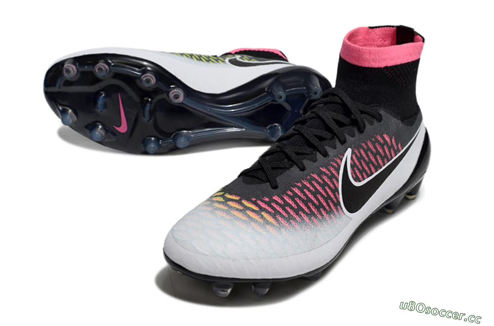 Men's Nike Magista Obra FG Firm Ground High-Tops Football Boots - Black/Vibrant Pink/White 3
