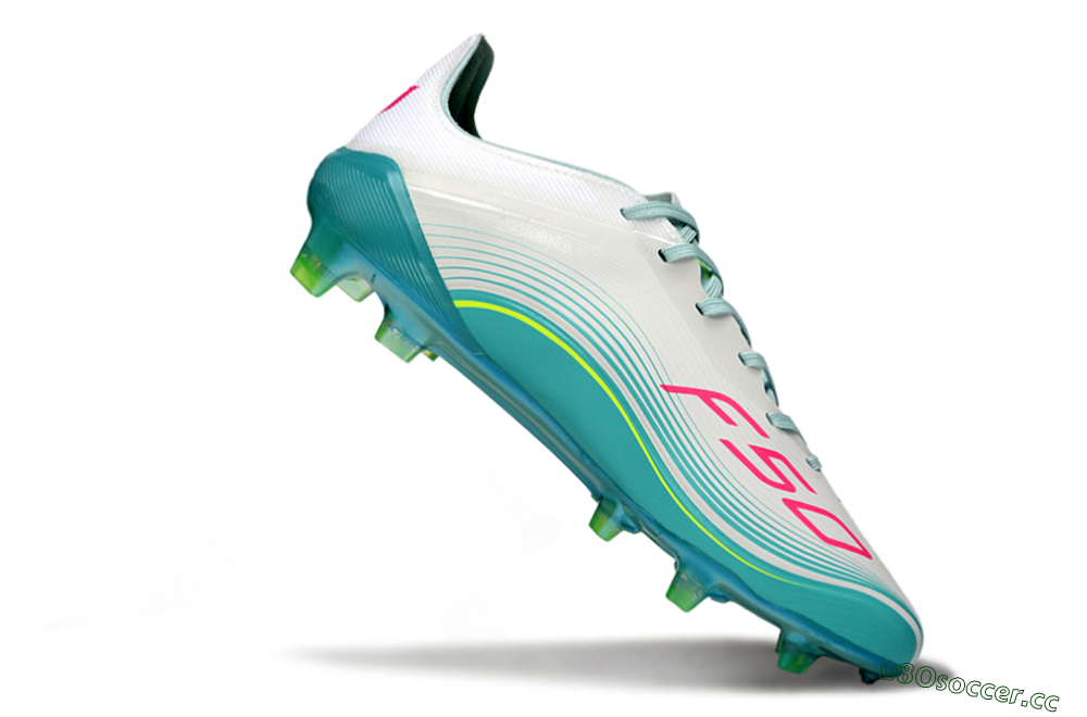 Men's Messi x Adidas F50 Elite FG Firm Ground Low-Tops Football Boots - Aqua/Coral Fizz/Mint Splash 4