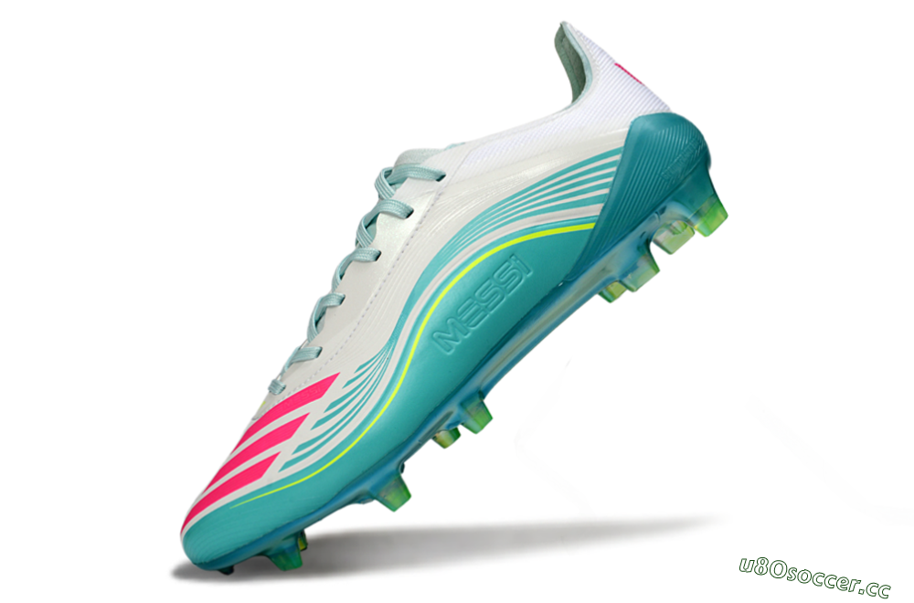 Men's Messi x Adidas F50 Elite FG Firm Ground Low-Tops Football Boots - Aqua/Coral Fizz/Mint Splash 5