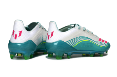 Men's Messi x Adidas F50 Elite FG Firm Ground Low-Tops Football Boots - Aqua/Coral Fizz/Mint Splash
