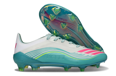 Men's Messi x Adidas F50 Elite FG Firm Ground Low-Tops Football Boots - Aqua/Coral Fizz/Mint Splash