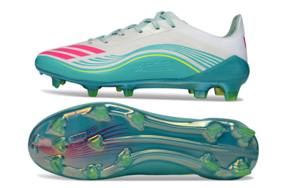 Men's Messi x Adidas F50 Elite FG Firm Ground Low-Tops Football Boots - Aqua/Coral Fizz/Mint Splash