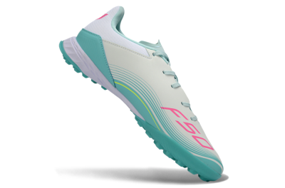 Men's Messi x Adidas F50 Pro TF Artificial Turf Low-Tops Football Shoes - Aqua/Coral Pink/Light Green