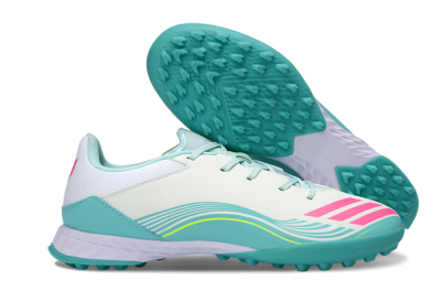 Men's Messi x Adidas F50 Pro TF Artificial Turf Low-Tops Football Shoes - Aqua/Coral Pink/Light Green
