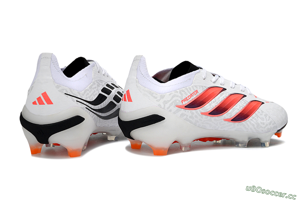Men's Adidas Predator 26 Elite FG Firm Ground Low-Tops Football Boots - White/Vibrant Pink/Orange Flash 6