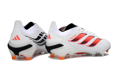 Men's Adidas Predator 26 Elite FG Firm Ground Low-Tops Football Boots - White/Vibrant Pink/Orange Flash