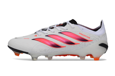 Men's Adidas Predator 26 Elite FG Firm Ground Low-Tops Football Boots - White/Vibrant Pink/Orange Flash
