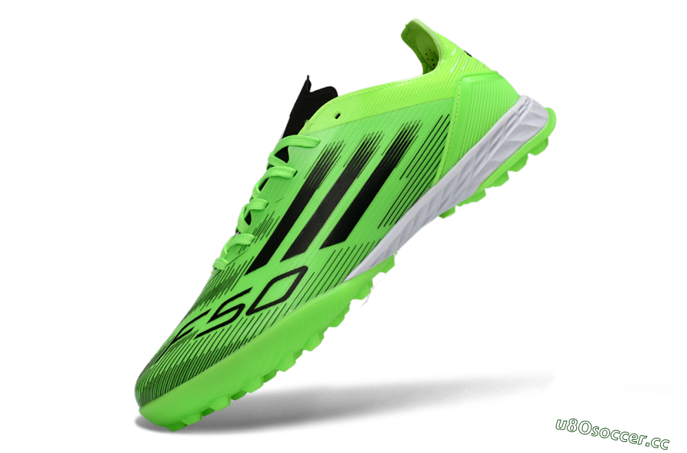 Men's Adidas F50 Pro TF Artificial Turf Low-Tops Football Shoes - Green/Neon Green/Electric Green 5