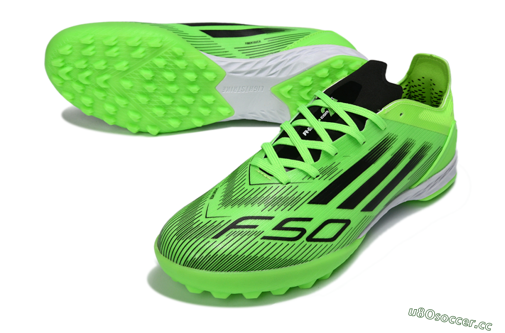 Men's Adidas F50 Pro TF Artificial Turf Low-Tops Football Shoes - Green/Neon Green/Electric Green 3