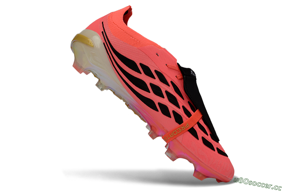 Unisex Adidas Predator 26 Elite Fold-Over Tongue FG Firm Ground Low-Tops Football Boots - Pink/Electric Pink/Gold 4
