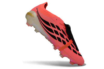 Unisex Adidas Predator 26 Elite Fold-Over Tongue FG Firm Ground Low-Tops Football Boots - Pink/Electric Pink/Gold