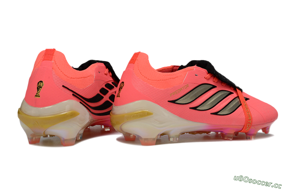 Unisex Adidas Predator 26 Elite Fold-Over Tongue FG Firm Ground Low-Tops Football Boots - Pink/Electric Pink/Gold 6