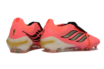 Unisex Adidas Predator 26 Elite Fold-Over Tongue FG Firm Ground Low-Tops Football Boots - Pink/Electric Pink/Gold