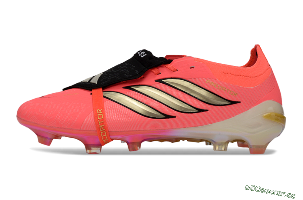 Unisex Adidas Predator 26 Elite Fold-Over Tongue FG Firm Ground Low-Tops Football Boots - Pink/Electric Pink/Gold 0