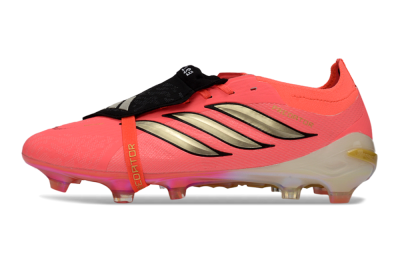 Unisex Adidas Predator 26 Elite Fold-Over Tongue FG Firm Ground Low-Tops Football Boots - Pink/Electric Pink/Gold