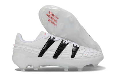 Men's Adidas Predator 25 Elite FG Firm Ground Low-Tops Football Boots - White/Black/Red