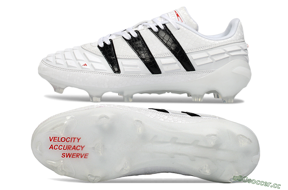 Men's Adidas Predator 25 Elite FG Firm Ground Low-Tops Football Boots - White/Black/Red 1