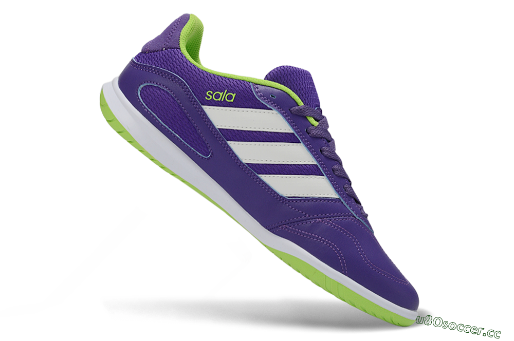 Men's Adidas Top Sala IC Indoor & Futsal Low-Tops Football Shoes - Purple/Lime Green/White 4