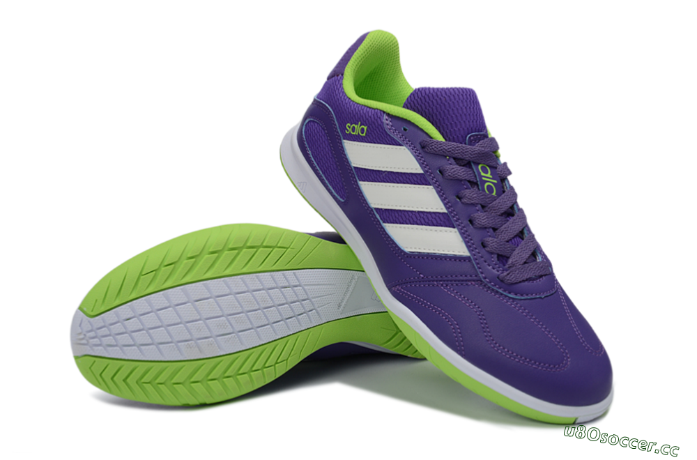 Men's Adidas Top Sala IC Indoor & Futsal Low-Tops Football Shoes - Purple/Lime Green/White 3