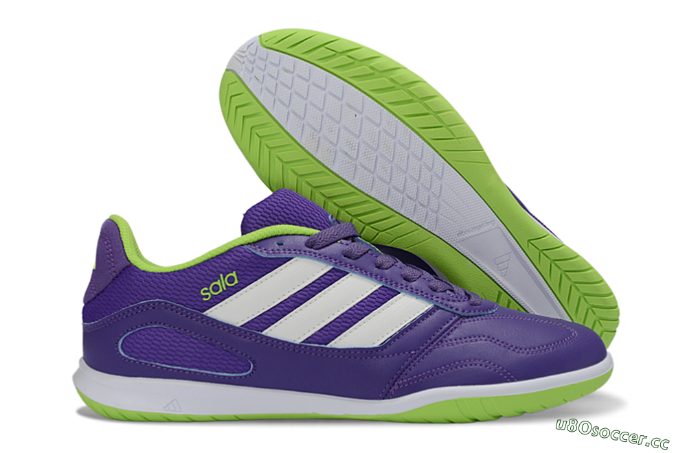 Men's Adidas Top Sala IC Indoor & Futsal Low-Tops Football Shoes - Purple/Lime Green/White 2
