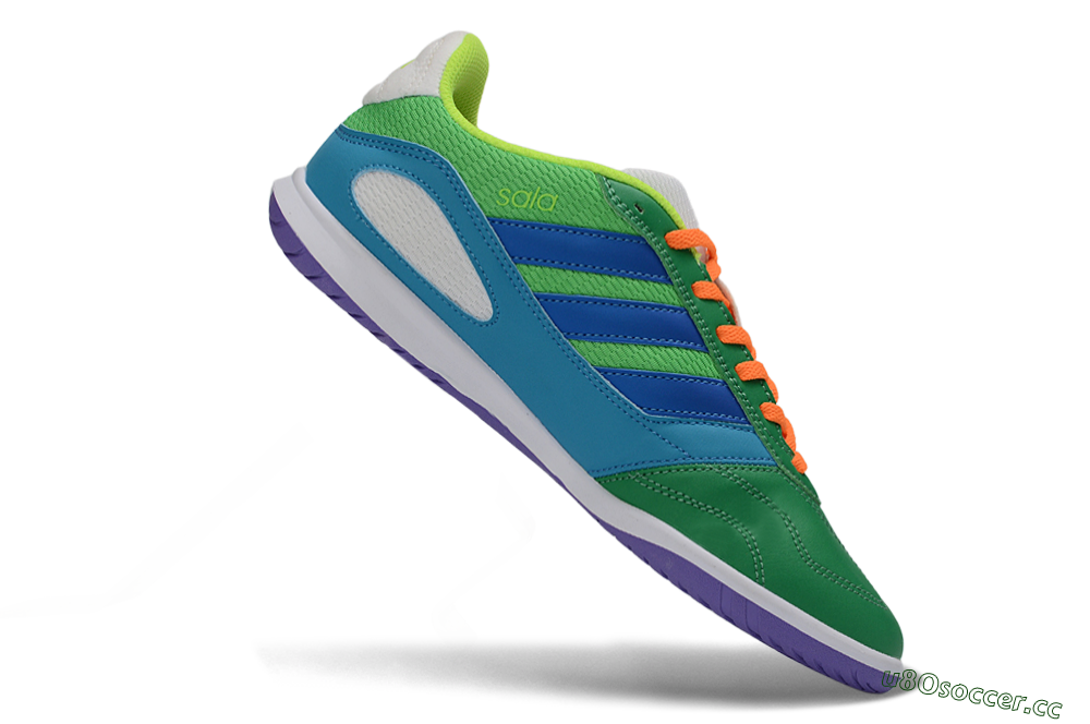 Men's Adidas Top Sala IC Indoor & Futsal Low-Tops Football Shoes - Green/Ocean Blue/Lime Punch 4