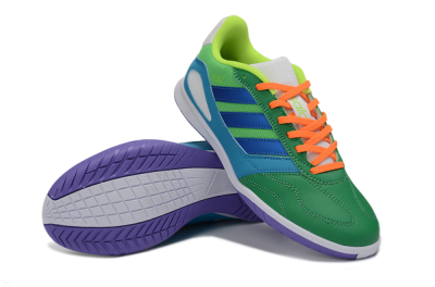 Men's Adidas Top Sala IC Indoor & Futsal Low-Tops Football Shoes - Green/Ocean Blue/Lime Punch