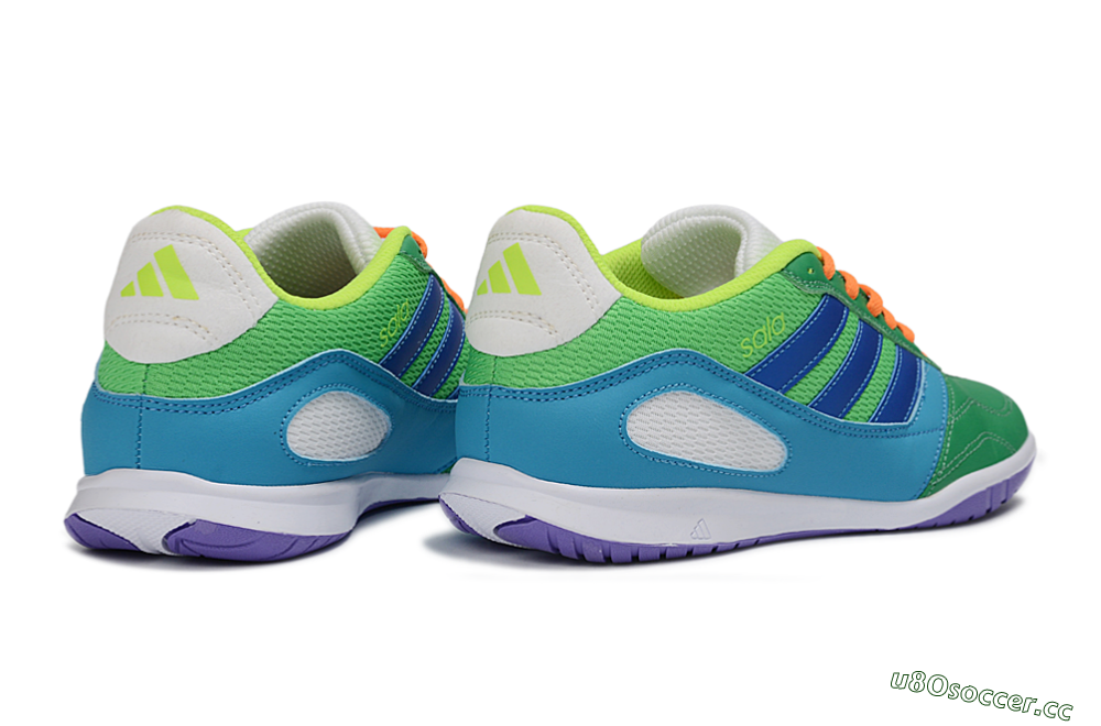 Men's Adidas Top Sala IC Indoor & Futsal Low-Tops Football Shoes - Green/Ocean Blue/Lime Punch 6