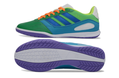 Men's Adidas Top Sala IC Indoor & Futsal Low-Tops Football Shoes - Green/Ocean Blue/Lime Punch