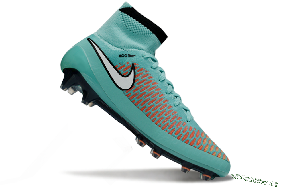 Men's Nike Magista Obra FG Firm Ground High-Tops Football Boots - Aqua/Coral Burst/Neon Black 4