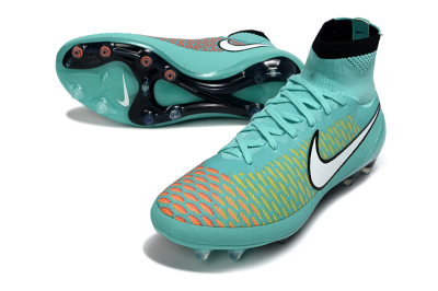 Men's Nike Magista Obra FG Firm Ground High-Tops Football Boots - Aqua/Coral Burst/Neon Black