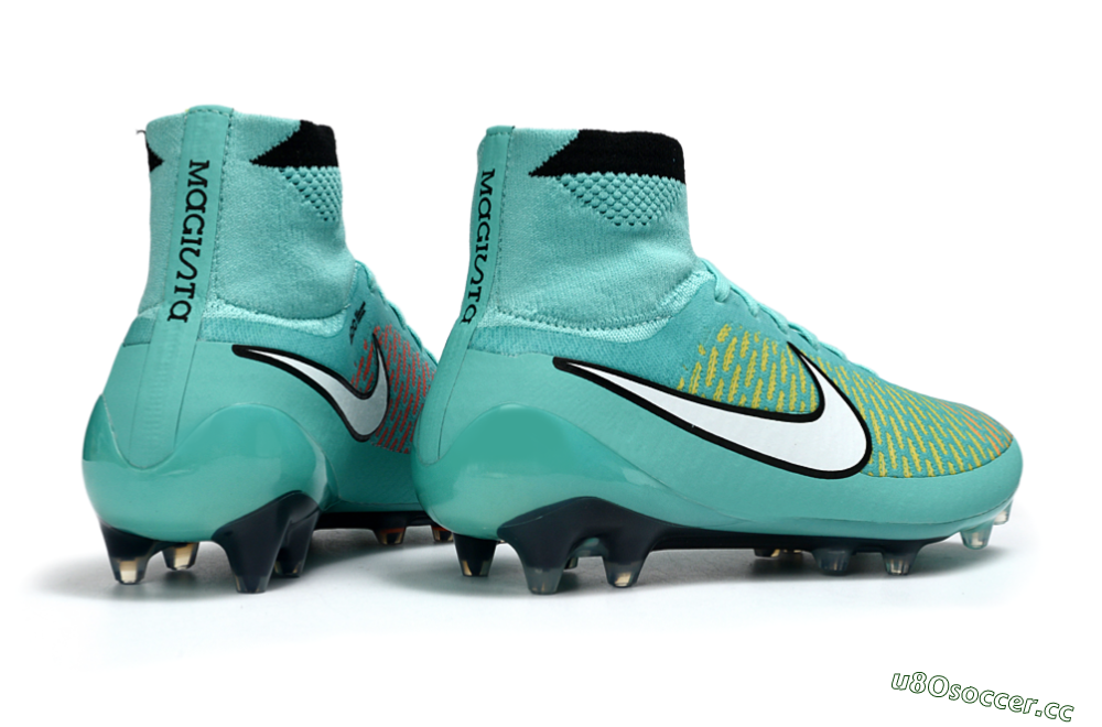 Men's Nike Magista Obra FG Firm Ground High-Tops Football Boots - Aqua/Coral Burst/Neon Black 6