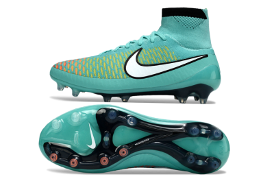 Men's Nike Magista Obra FG Firm Ground High-Tops Football Boots - Aqua/Coral Burst/Neon Black