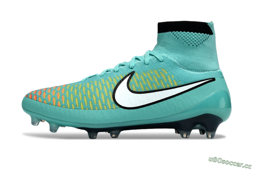 Men's Nike Magista Obra FG Firm Ground High-Tops Football Boots - Aqua/Coral Burst/Neon Black 0