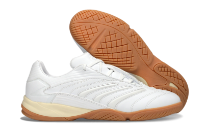 Men's Adidas Predator Precision IC Indoor & Futsal Low-Tops Football Shoes - White/Cream Beige/Gum Brown