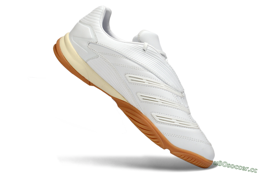 Men's Adidas Predator Precision IC Indoor & Futsal Low-Tops Football Shoes - White/Cream Beige/Gum Brown 4