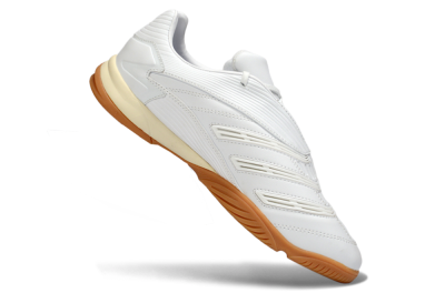 Men's Adidas Predator Precision IC Indoor & Futsal Low-Tops Football Shoes - White/Cream Beige/Gum Brown