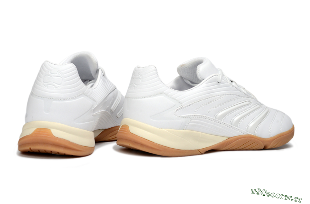 Men's Adidas Predator Precision IC Indoor & Futsal Low-Tops Football Shoes - White/Cream Beige/Gum Brown 6