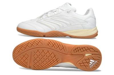 Men's Adidas Predator Precision IC Indoor & Futsal Low-Tops Football Shoes - White/Cream Beige/Gum Brown