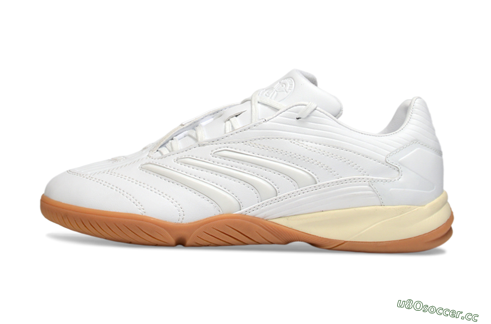Men's Adidas Predator Precision IC Indoor & Futsal Low-Tops Football Shoes - White/Cream Beige/Gum Brown 0