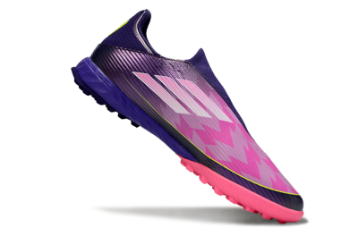 Men's Adidas F50 Pro Laceless TF Artificial Turf Low-Tops Football Shoes - Purple/Bright Pink/Neon Yellow