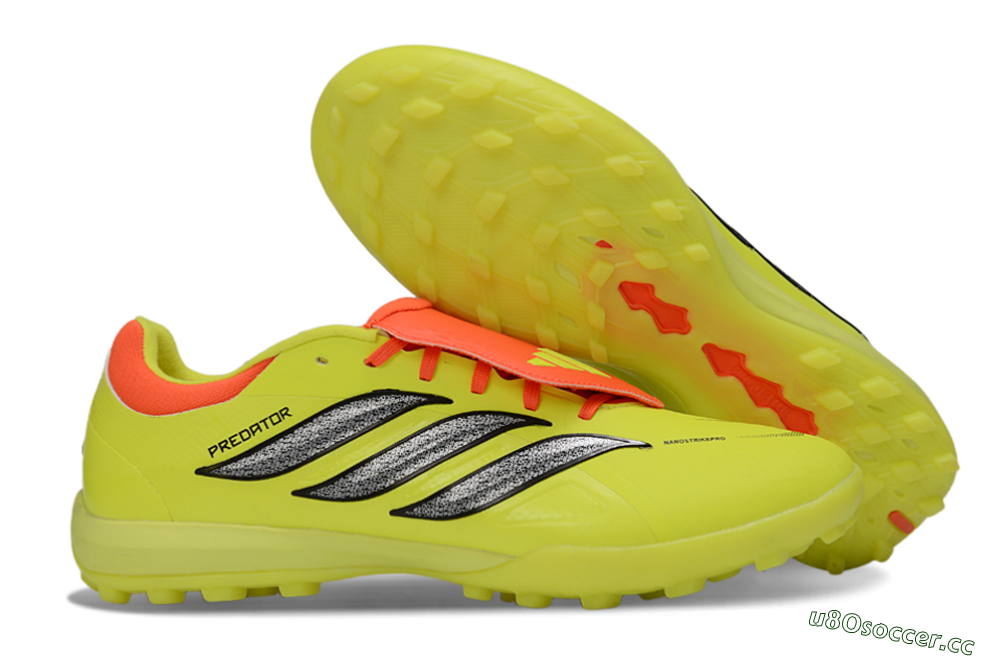 Men's Adidas Predator 26 Elite Fold-Over Tongue TF Artificial Turf Low-Tops Football Shoes - Yellow/Electric Yellow/Flame Orange 2