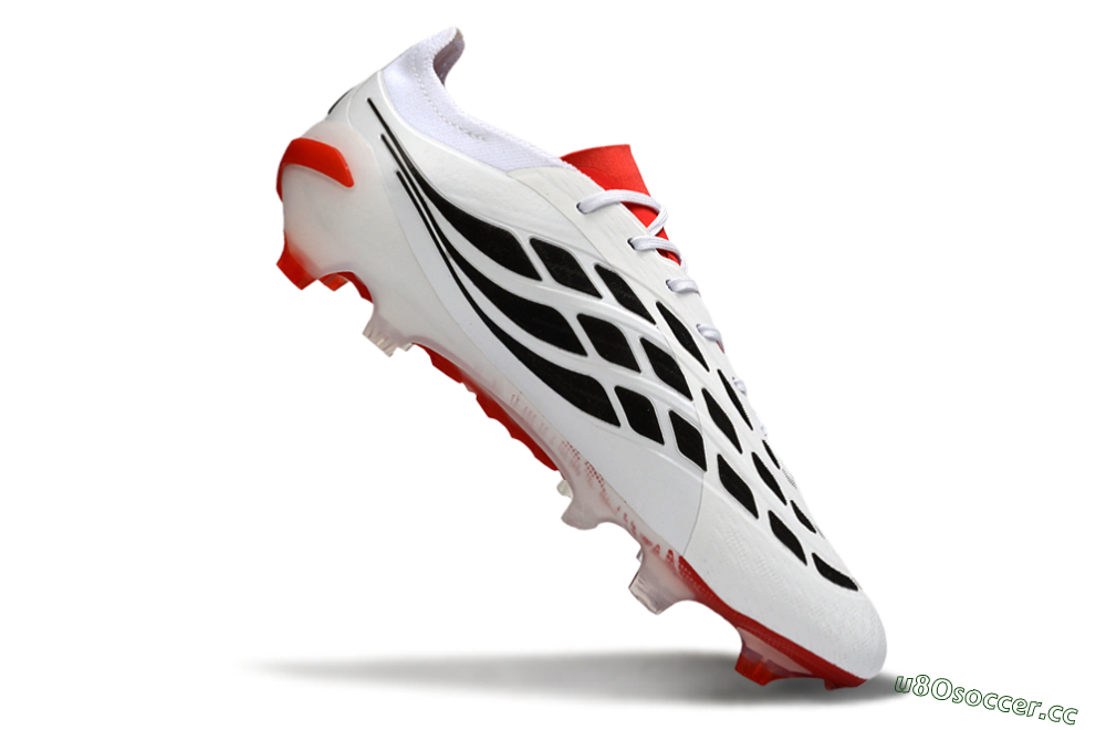 Men's Adidas Predator 26 Elite FG Firm Ground Low-Tops Football Boots - White/Vibrant Red/Black 4