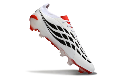 Men's Adidas Predator 26 Elite FG Firm Ground Low-Tops Football Boots - White/Vibrant Red/Black
